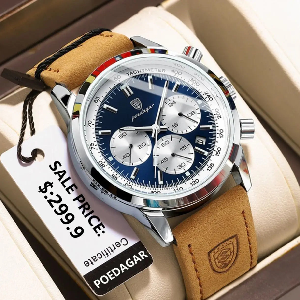 Mens Quartz Watch Waterproof Chronograph Luminous