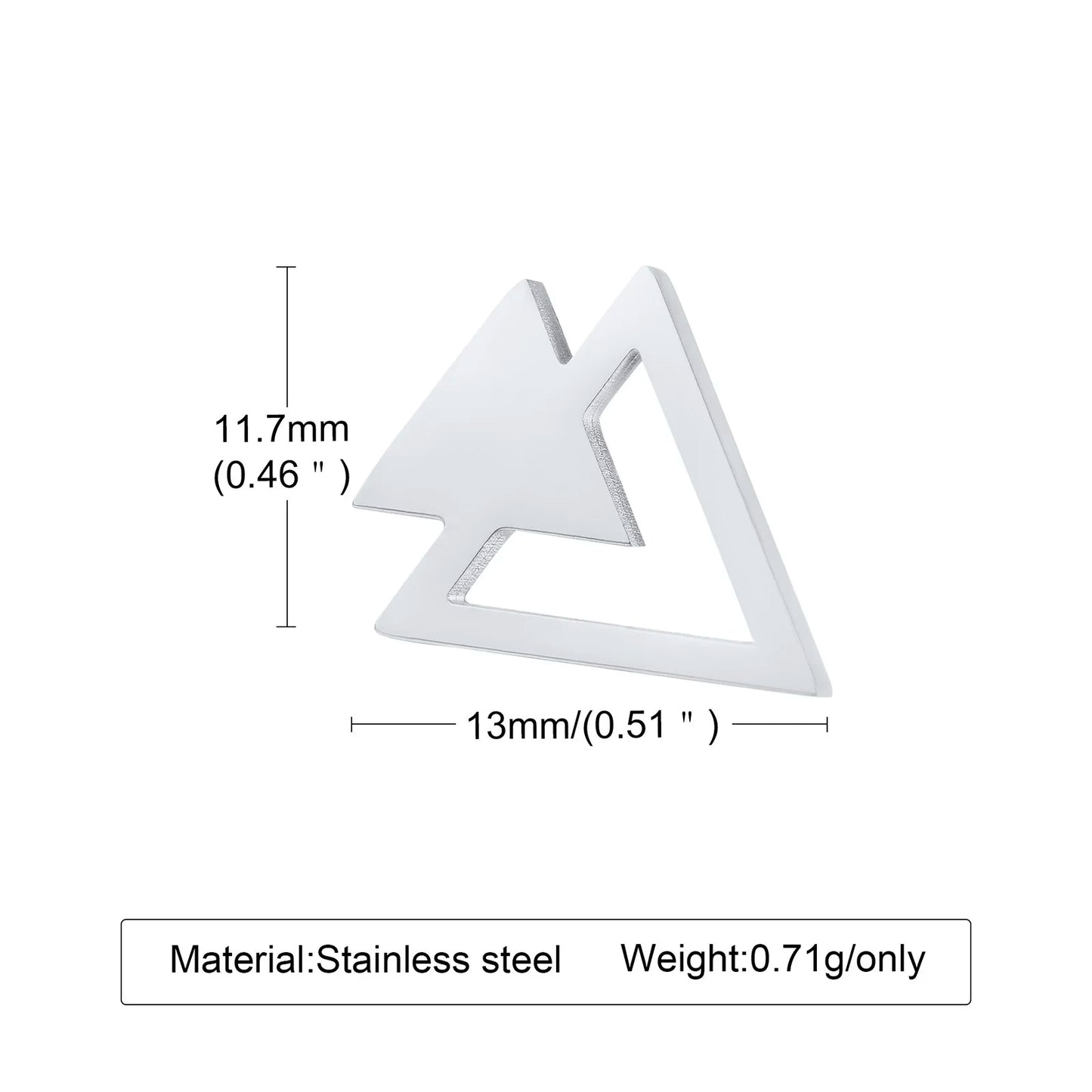 Stud Earring Men Stainless Steel Double Triangle Arrow Geometric Earrings