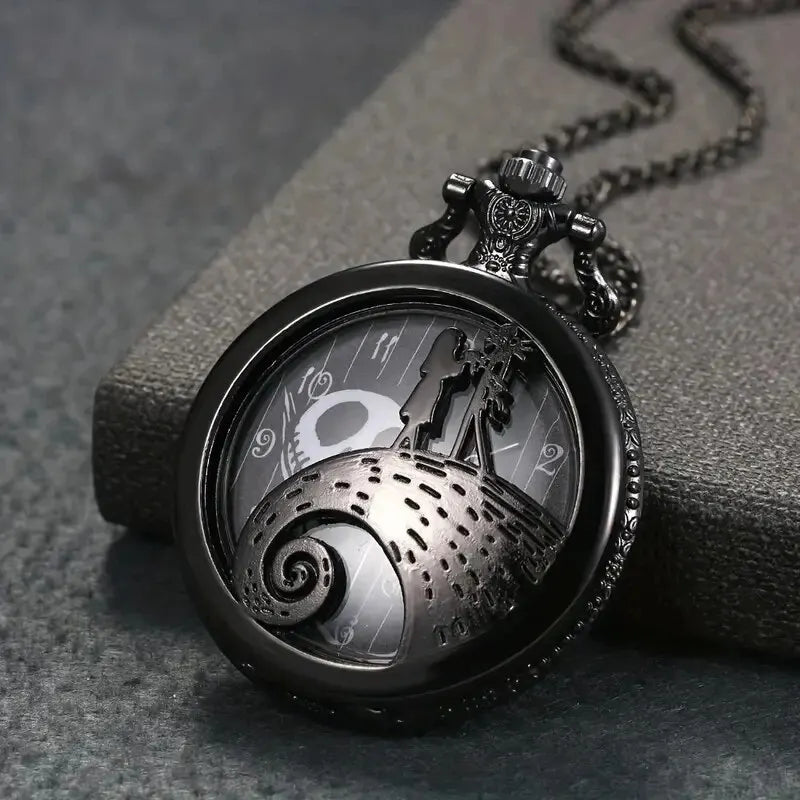 Fashion Lovers Skeleton Quarzt Pocket Watch with Chain Necklace