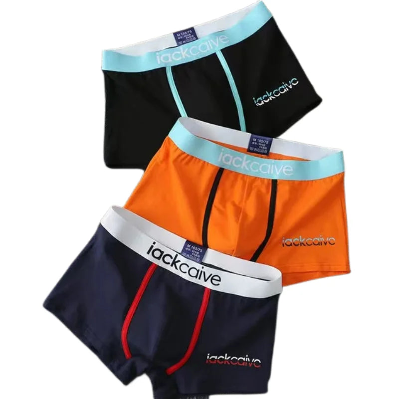 3pcs Mens Panties Boxer Shorts Cotton Underwear Breathable Underpants