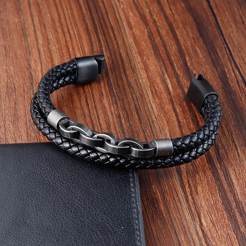 Leather Bracelet Infinity Shape Mens Bracelets