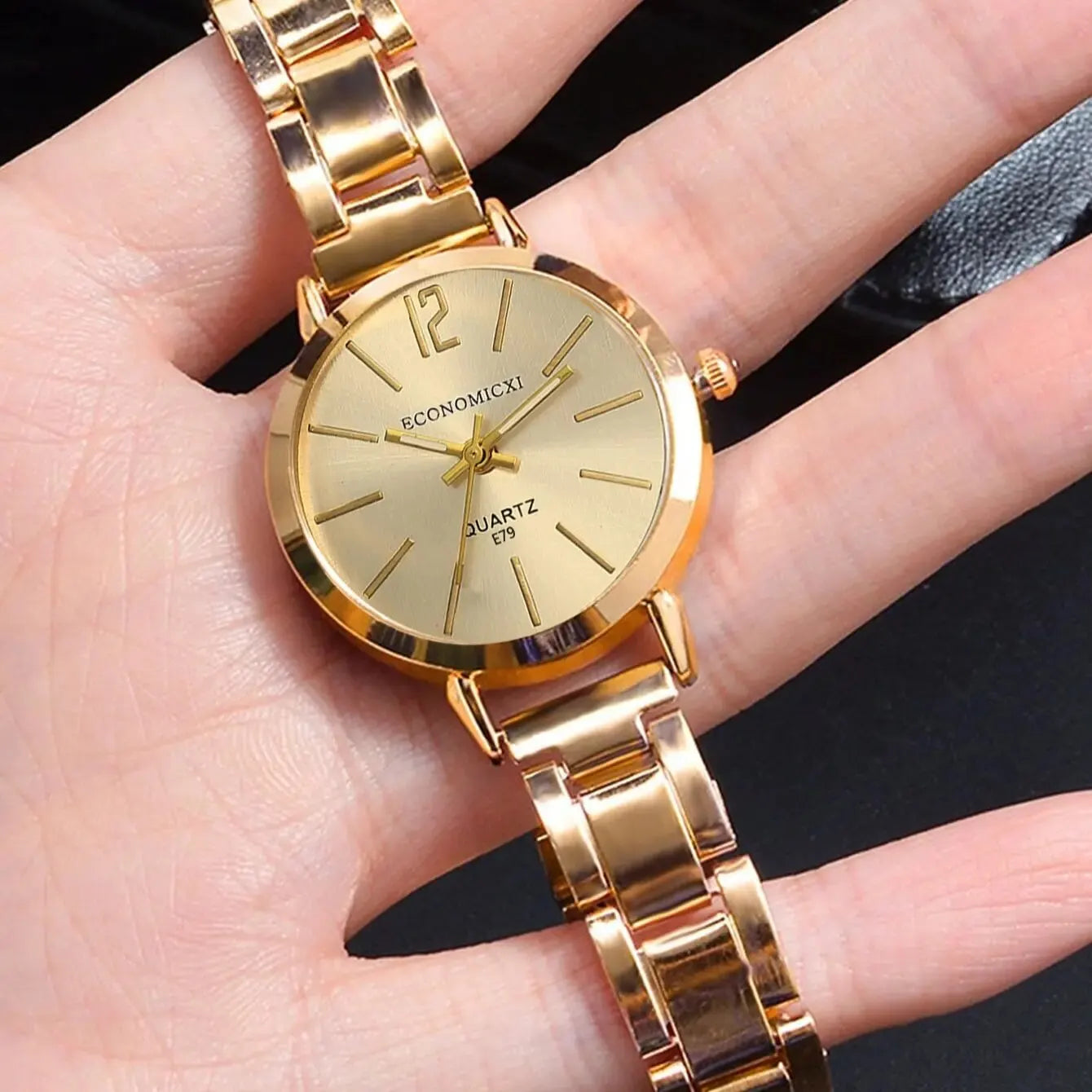 Women Gold Bracelet Quartz Watch Bracelet Set