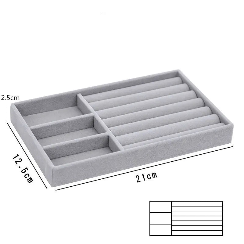 Grey Flannel Jewelry Storage Box Display Tray