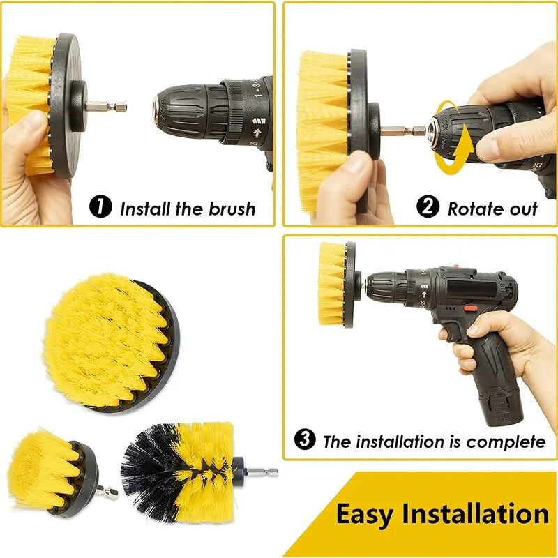 3 pcs Drill Brush Attachment Set  Scrub Brush