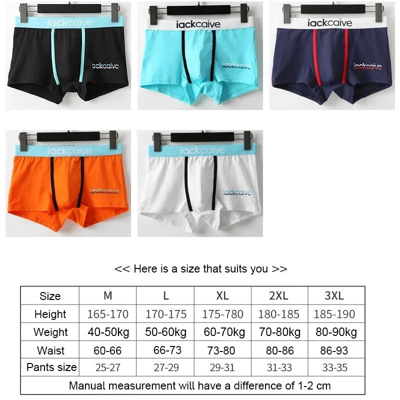 3pcs Mens Panties Boxer Shorts Cotton Underwear Breathable Underpants