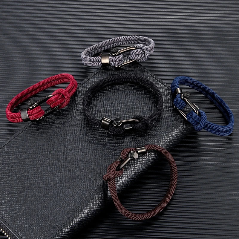 Trendy Unisex Marine Sailor Rope Nautical Survival Shackle Bracelet