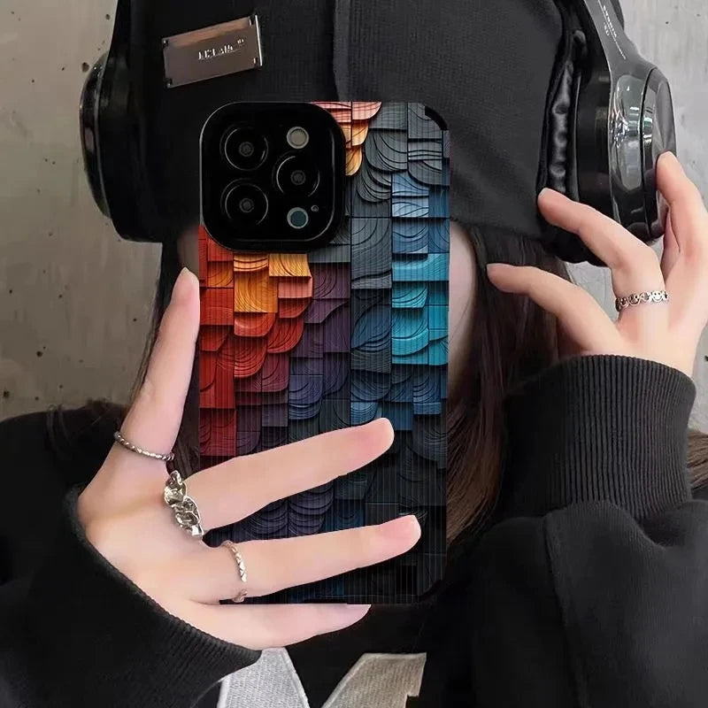 Fashion Dazzling Color Stacked Blocks Case For iPhone 15 14 13 12 11 Pro Max