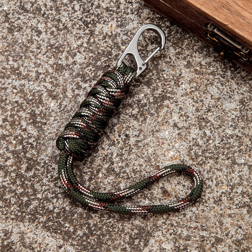 Handmade Snake Knot Paracord Keychain Survival Rope Metal Key Chains