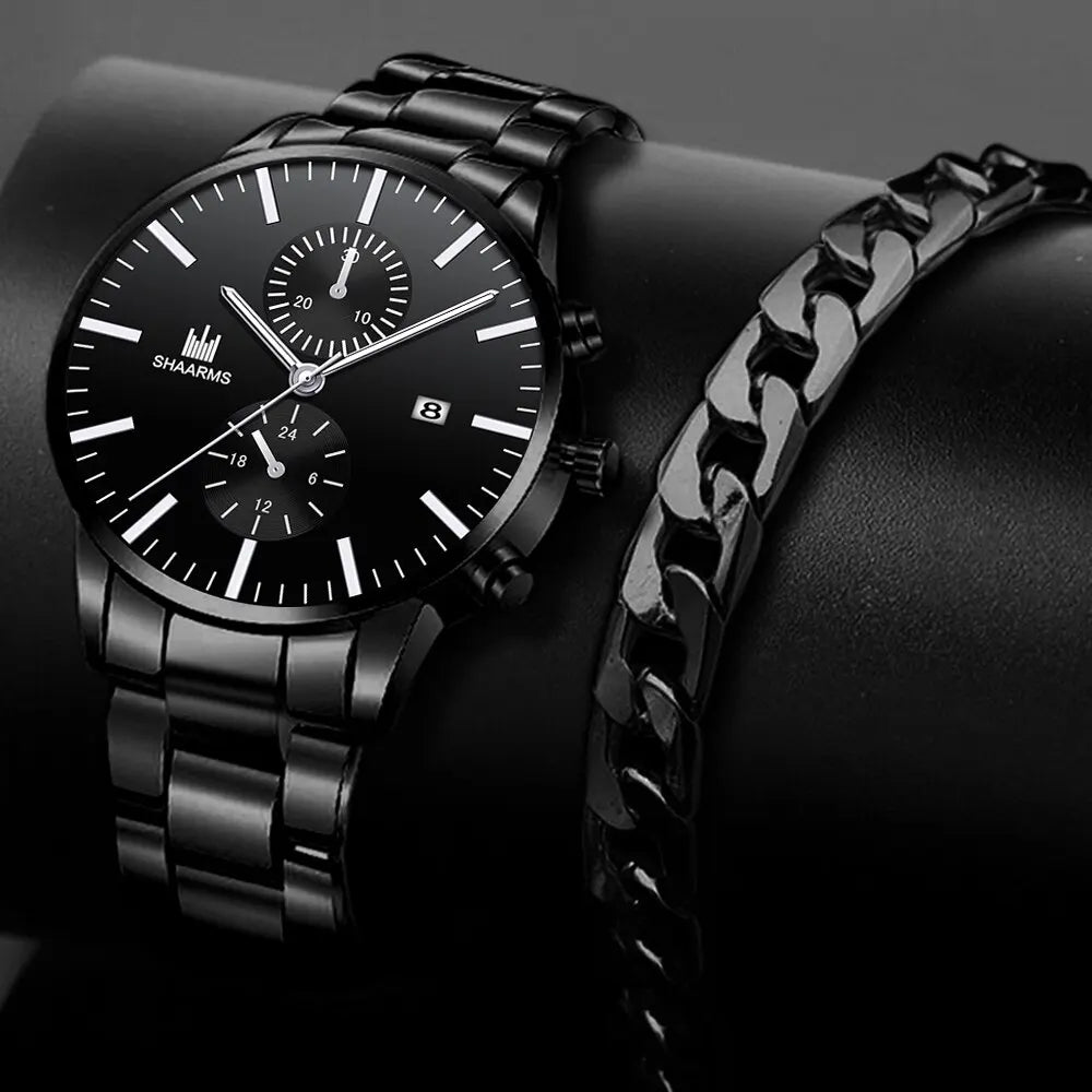 Mens Fashion Quartz Watch Stainless Steel Bracelet