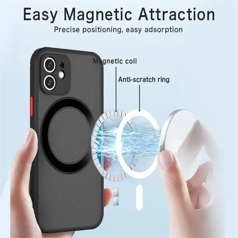 Magnetic Matte Case for iPhone 15 13 14 12 11 Pro Max Shockproof