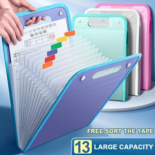 13 Pocket File Folders Portable A4 Letter Size Document Organizer