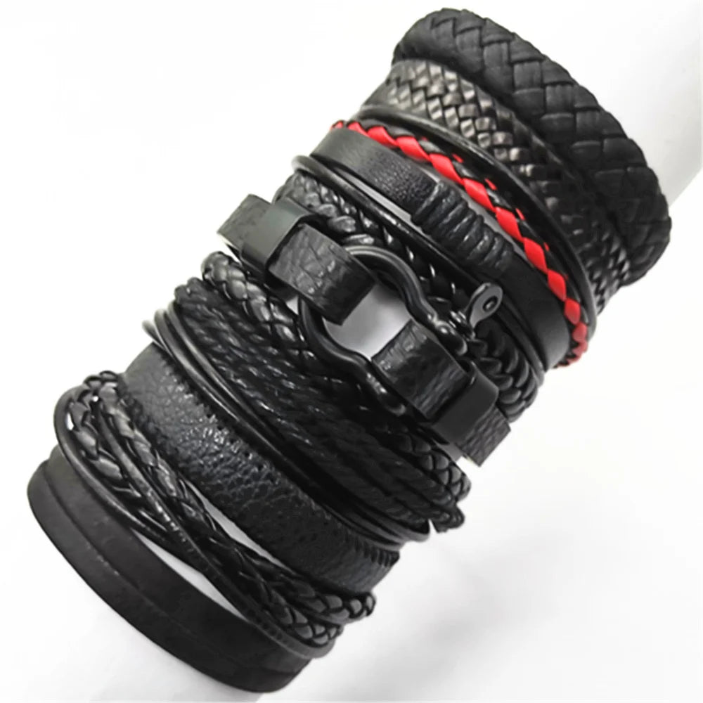 10pcs Wrap Woven Handmade Mens Bracelets Leather Bracelet