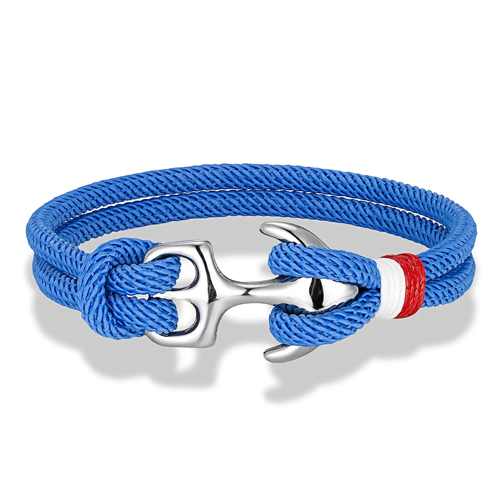 Men Women Nautical Survival Rope Bracelets Stainless Steel Anchor Buckle