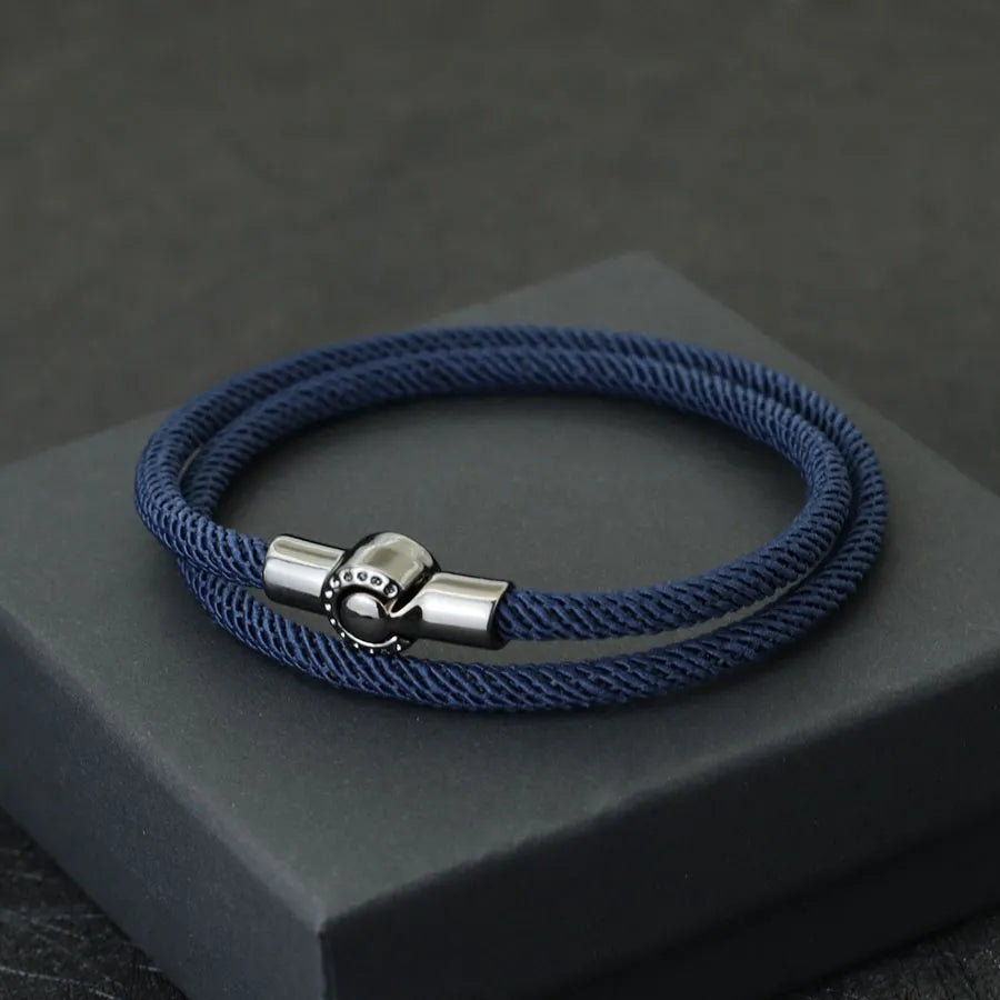 Mens Rope Bracelet Magnet Buckle Double Layer Cord Nautical Bracelets