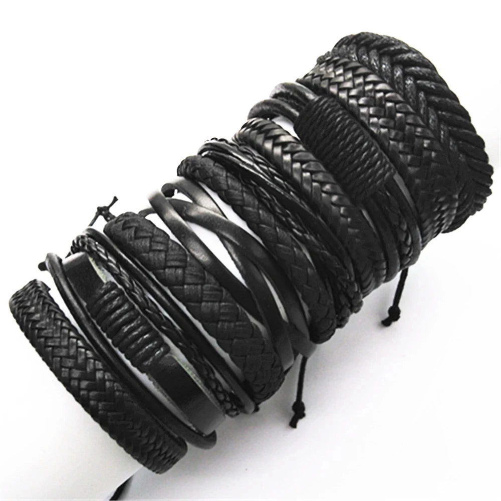 10pcs Wrap Woven Handmade Mens Bracelets Leather Bracelet