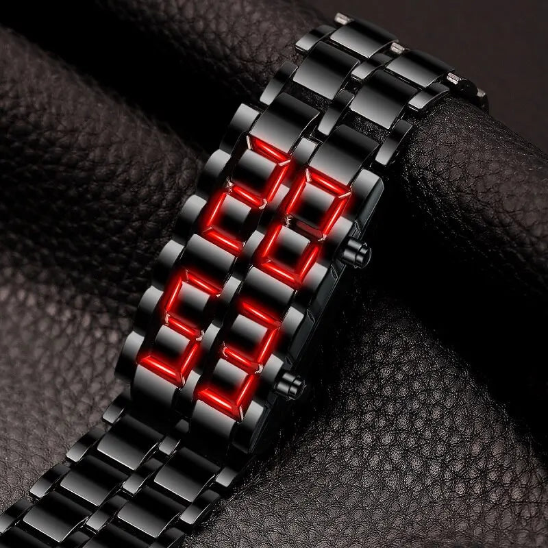 Mens Digital Lava Wrist Watch Red Blue LED Display