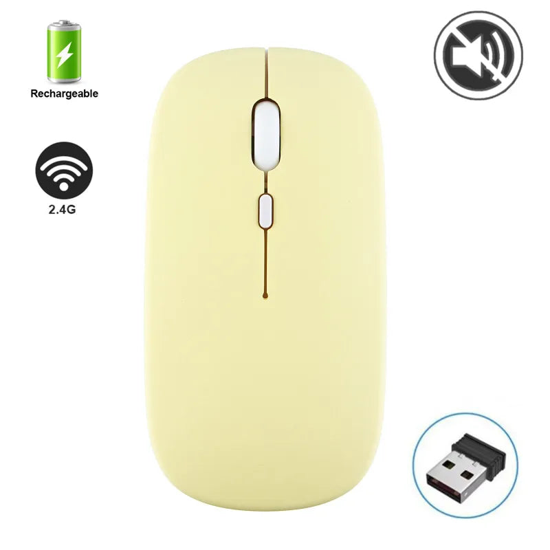 Silent Rechargeable Wireless Bluetooth Mouse 2.4Ghz USB Mice