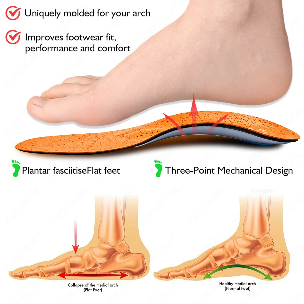 Leather Orthopedic Insole Orthotic Arch Support Antibacterial