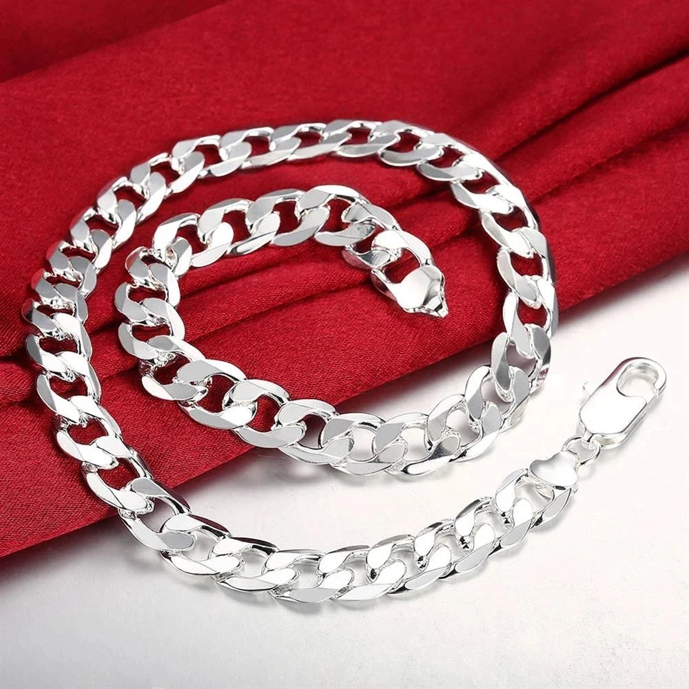 925 Sterling Silver Necklace for Men Classic 12MM Chain