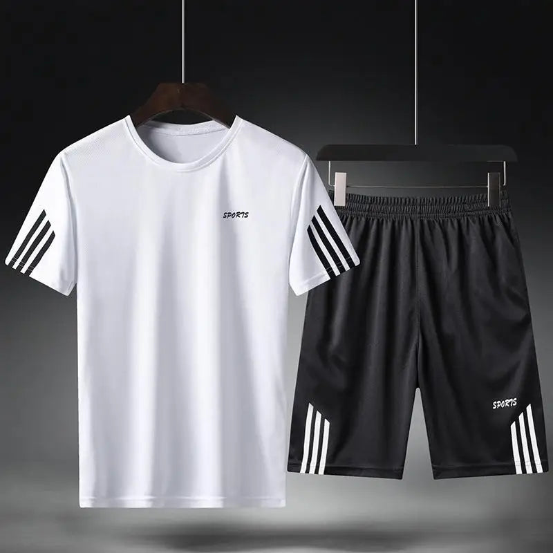 Summer Breathable Sports Mens Shorts Quick Drying T-Shirt Suit