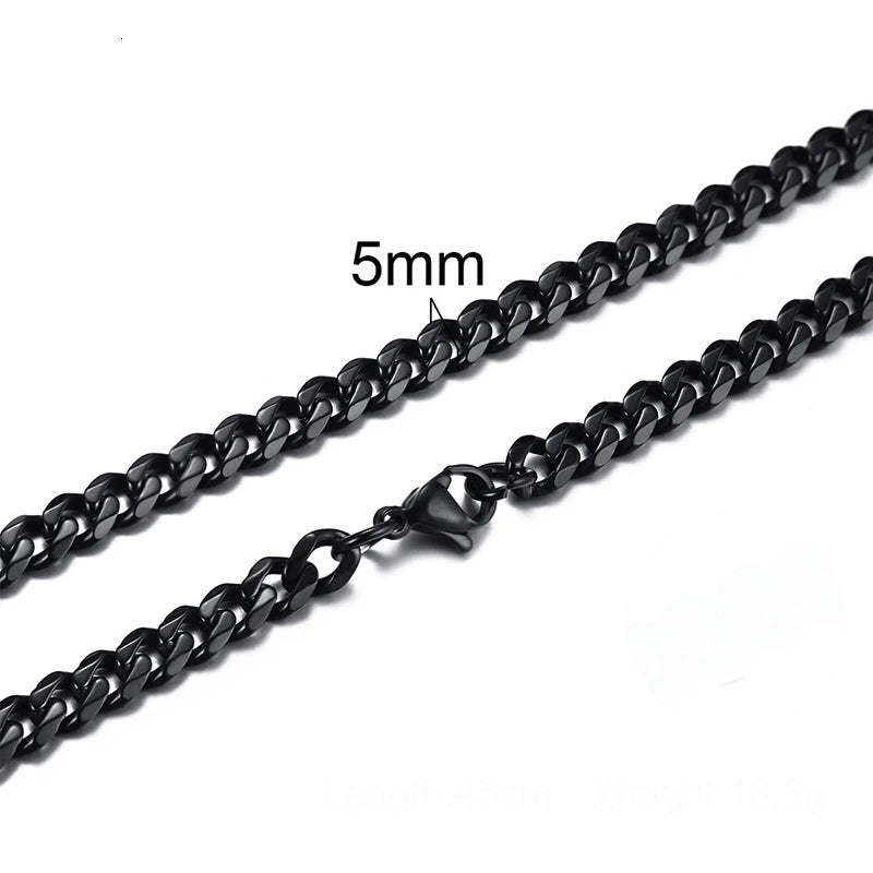 Cuban Link 3 to 7 mm Stainless Steel Necklace for Men Choker Jewelry