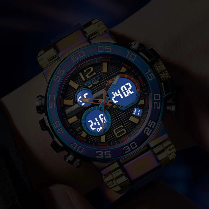 Mens Sports Wristwatch 50M Waterproof Dual Time Alarm Watch