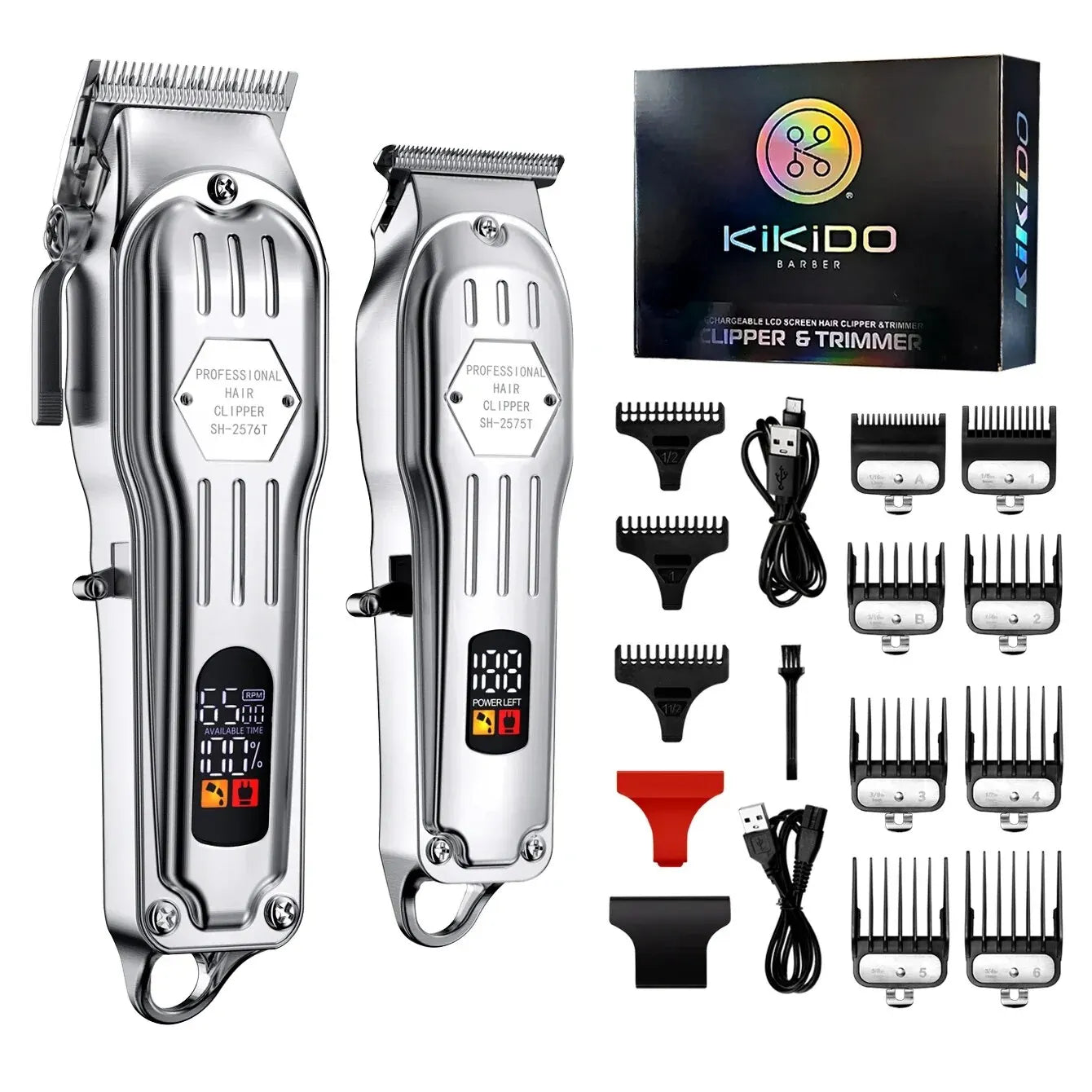 2 in 1 Full Metal Combo Kit Mens Barber Hair Clipper