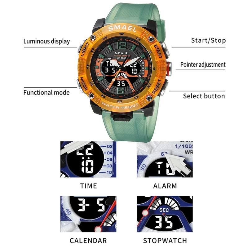 Mens Sport Digital LED Display Quartz Analog Stopwatch Fashion Watch