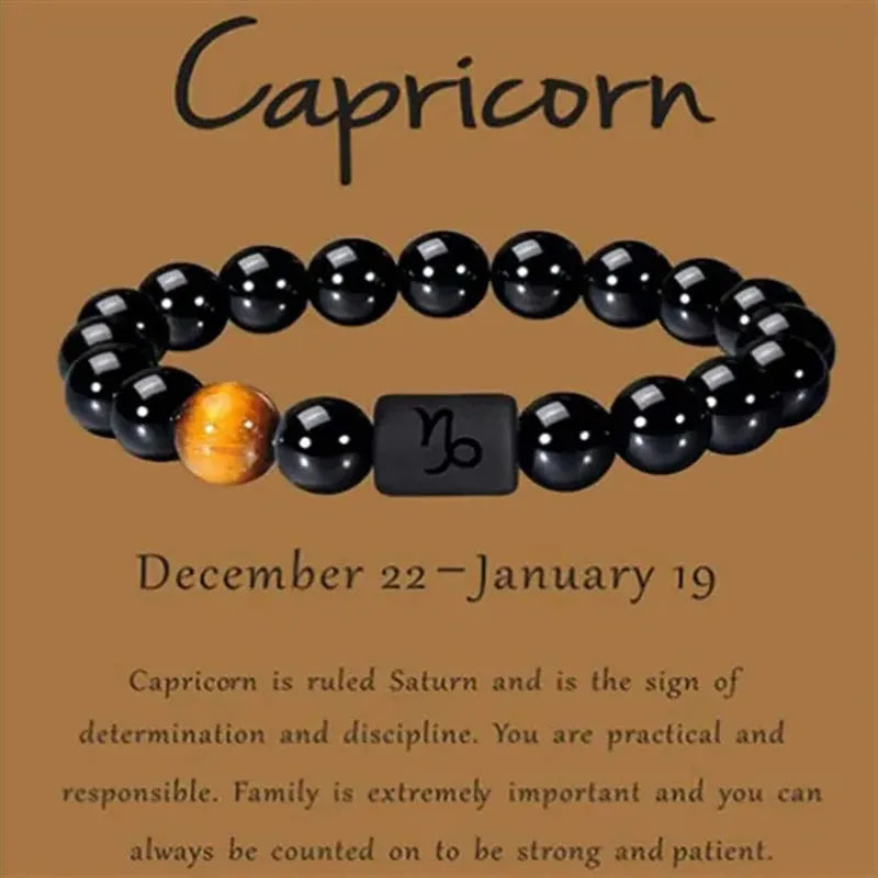 12 Constellation Zodiac Signs Beads Couples Bracelet Natural