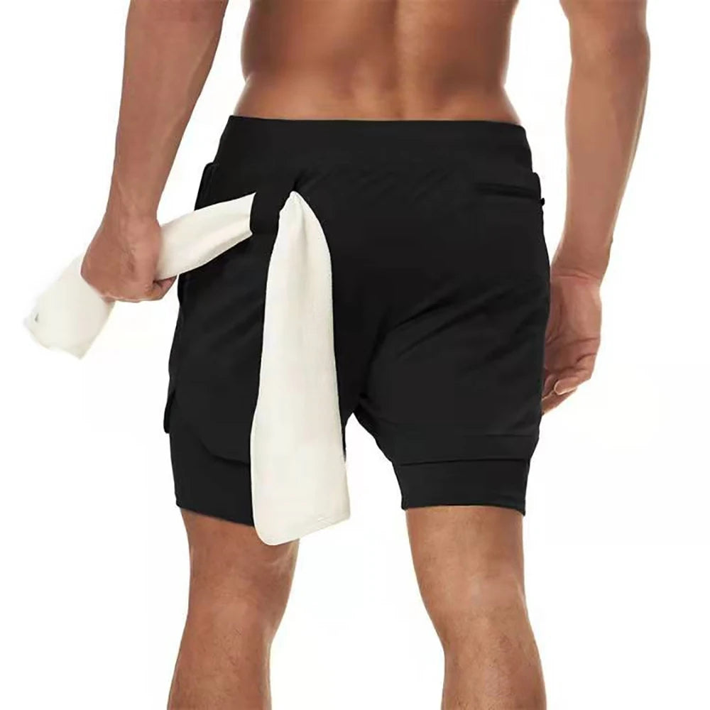 Mens Running Shorts 2 In 1 Double Deck Sport Shorts Sportswear