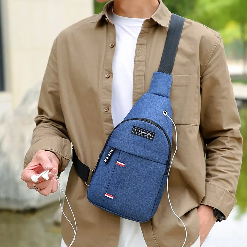 Mens Chest Bag Nylon Waterproof Shoulder Crossbody