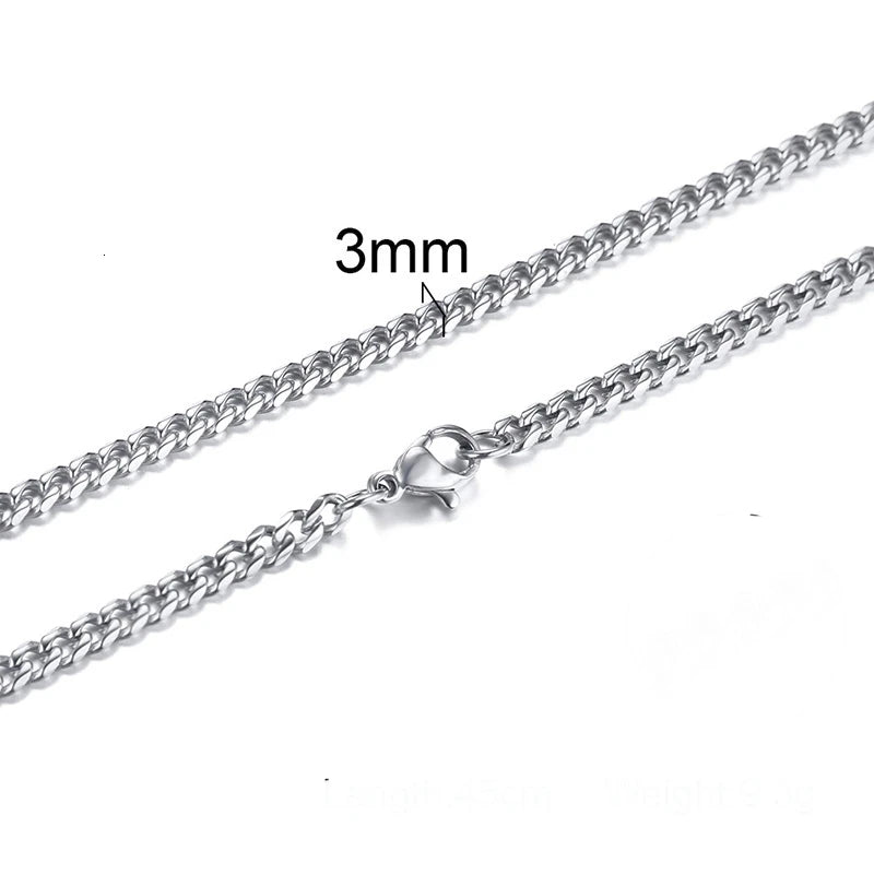 Cuban Link 3 to 7 mm Stainless Steel Necklace for Men Choker Jewelry