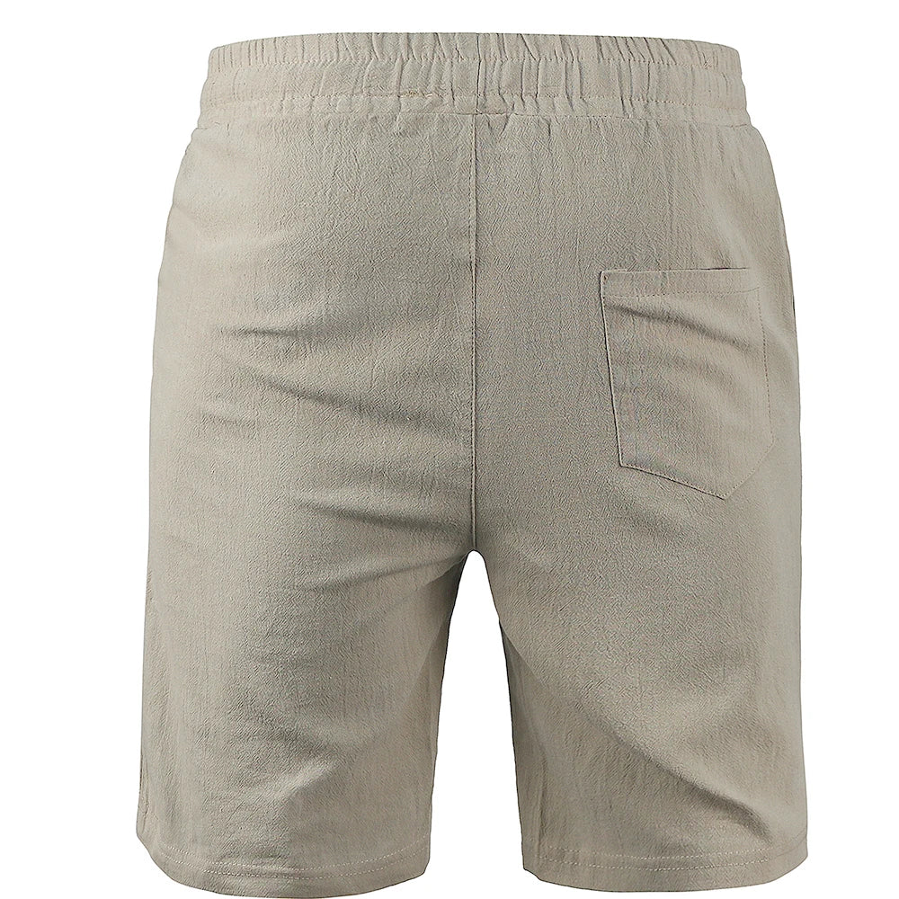 Mens Cotton Linen Shorts Pants Male Summer Breathable Trousers