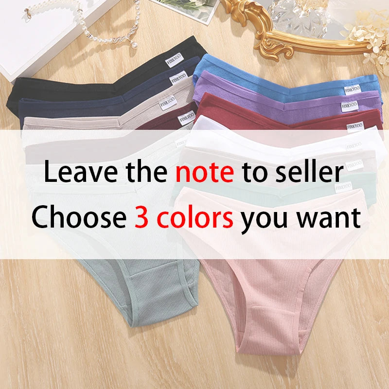 3pcs Cotton Panties Womens Low Waist Comfortable Underpants