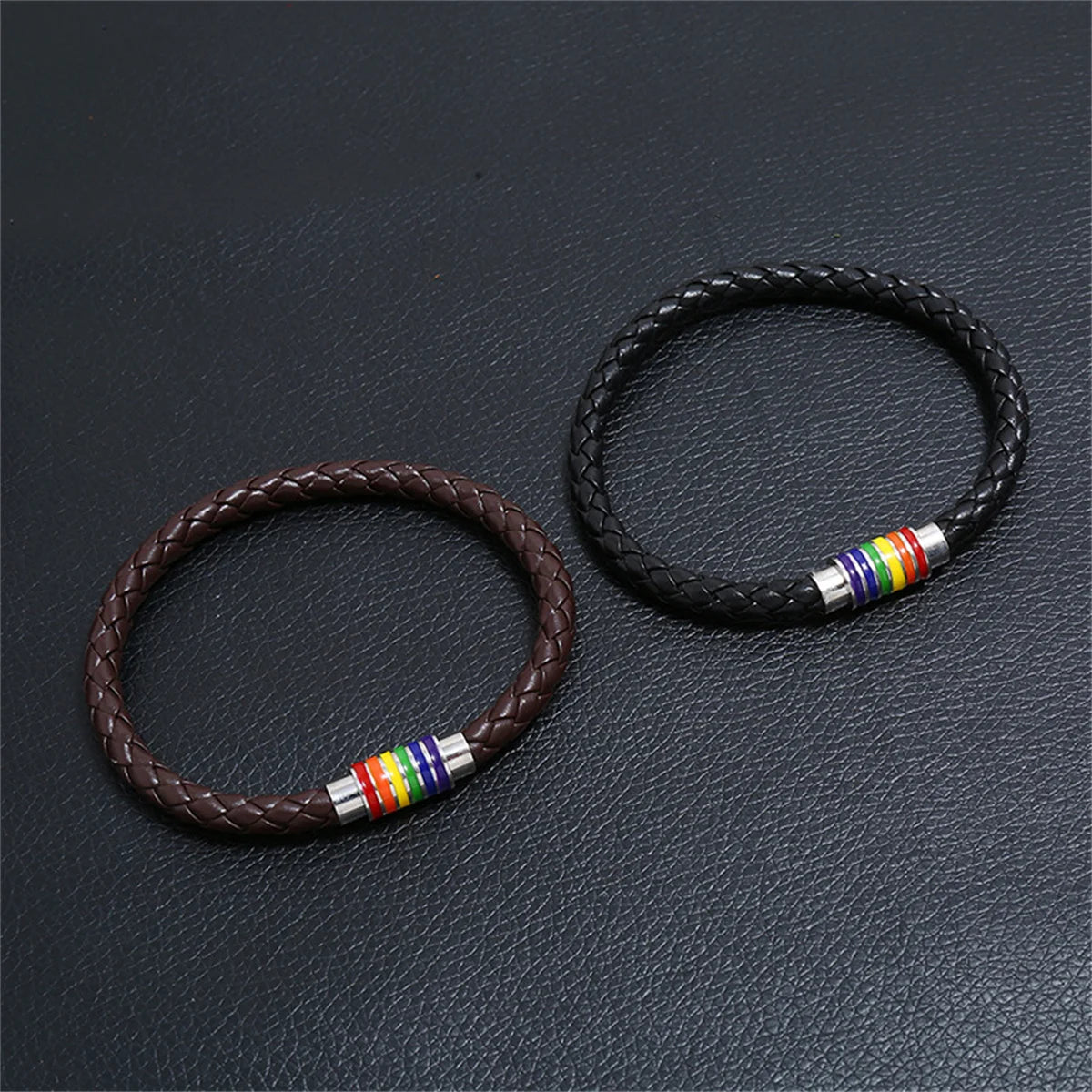 Handmade Leather Rainbow Bracelets For Women Men Fashion Love Pride