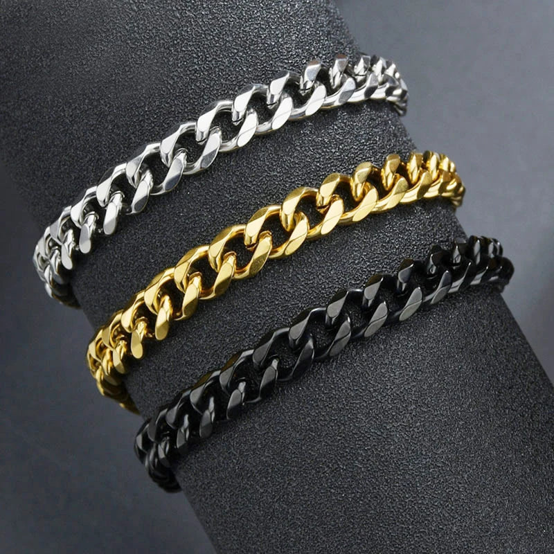 Fashion Stainless Steel Mens Curb Cuban Chain Bracelet