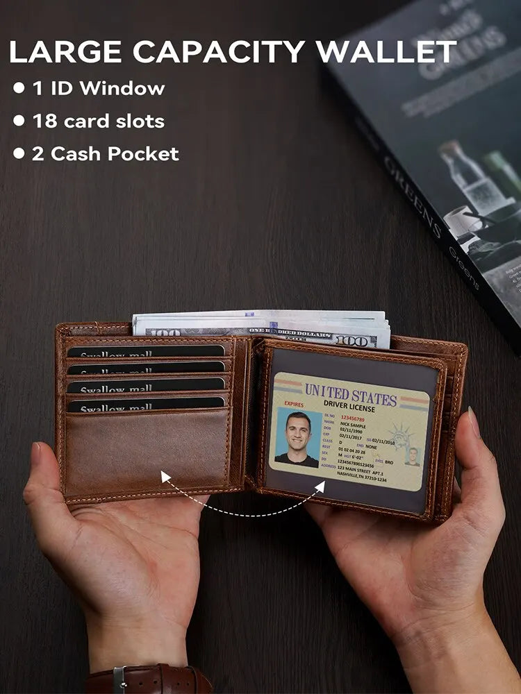 RFID Leather Mens Wallet Card Holder