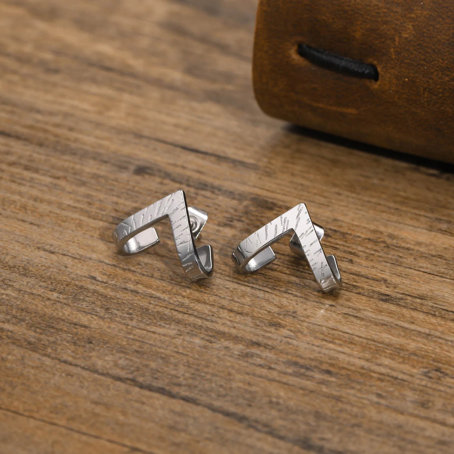 Geometric Stud Earring for Men Stainless Steel Triangle Wrap Earrings