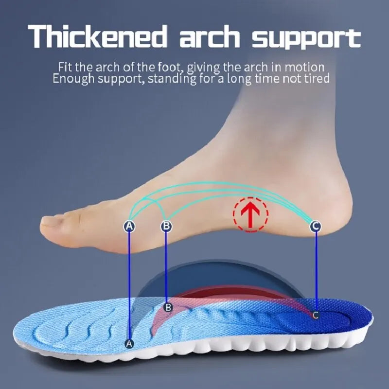 Sports Shoes Insoles PU Sole Soft Breathable 4D Shock Absorption