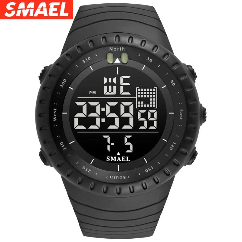 Mens Digital Night Light Alarm Watch Multifunctional Outdoor