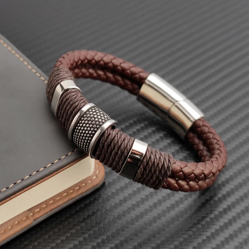 Luxury Vintage Multilayer Leather Mens Bracelet