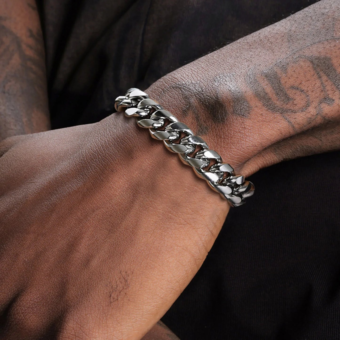 Cuban Chain Mens Bracelet Waterproof Stainless Steel Curb Link Chain