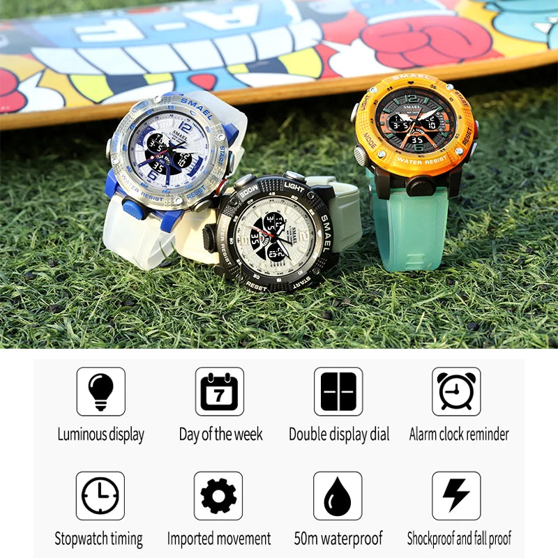 Mens Sport Digital LED Display Quartz Analog Stopwatch Fashion Watch