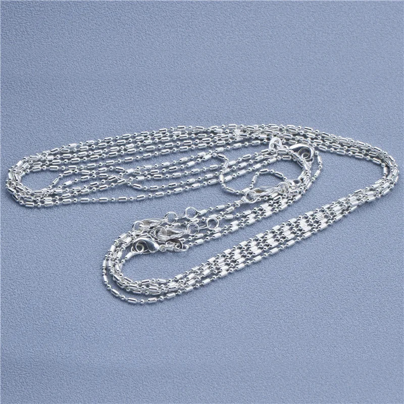 1pcs 925 Sterling Silver Rolo Bead Figaro Chain Necklace for Men Women