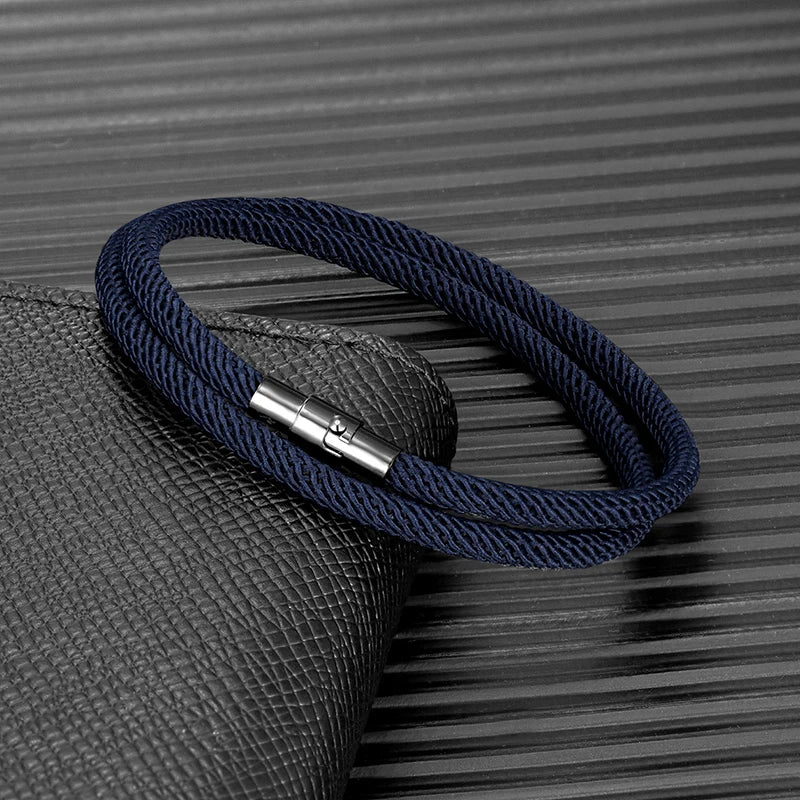 Minimalist Double Layer Rope Magnet Clasp Bracelet for Men Women