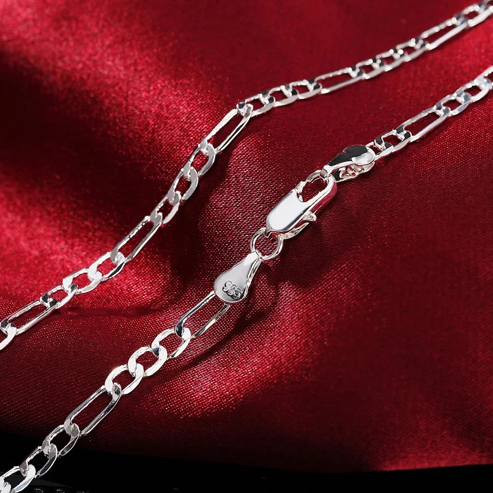 925 Sterling Silver 4MM Chain Necklaces for Womens