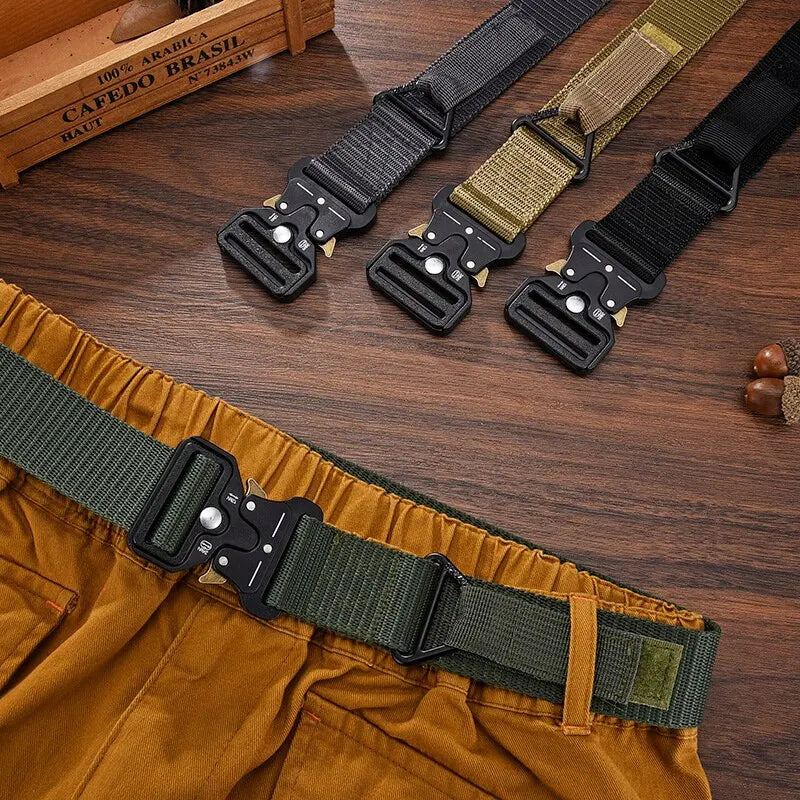 Mens Belt Outdoor Hunting Tactical Multifunction Buckle Nylon