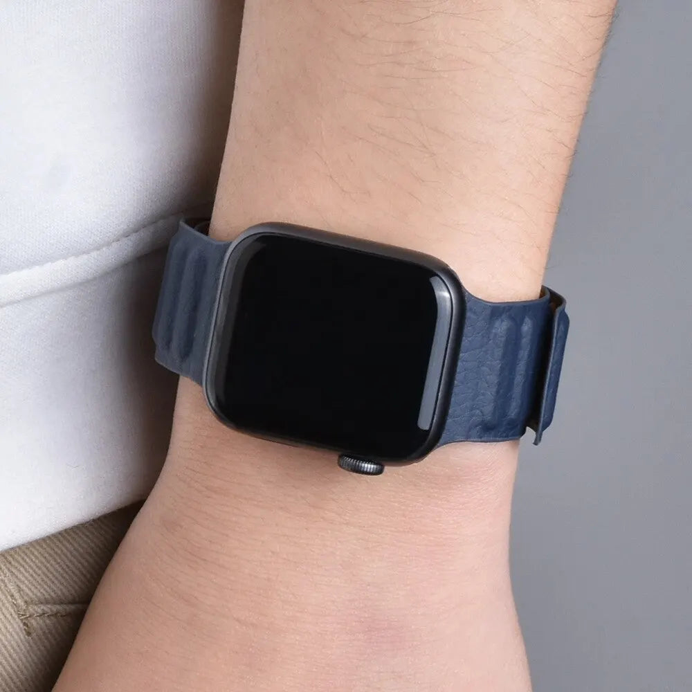 Magnetic Link Leather Strap For Apple Watch