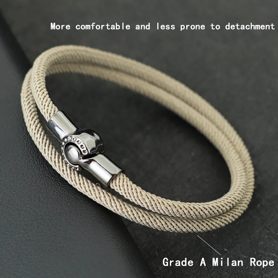 Mens Rope Bracelet Magnet Buckle Double Layer Cord Nautical Bracelets