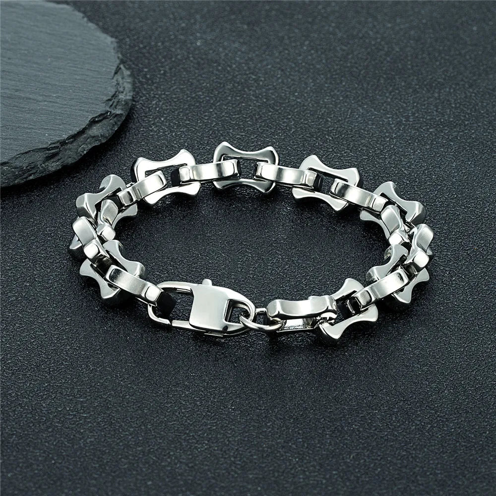 Locomotive Vintage Oxidized Black Keel Chain Link Men Bracelet